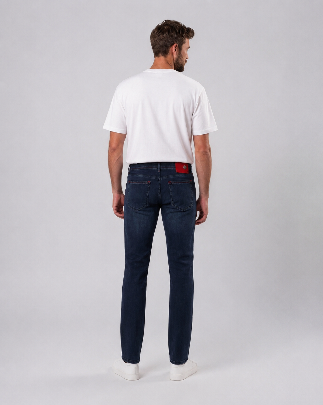 Stefano Ricci Slim Fit Denim Jeans with Red Detail