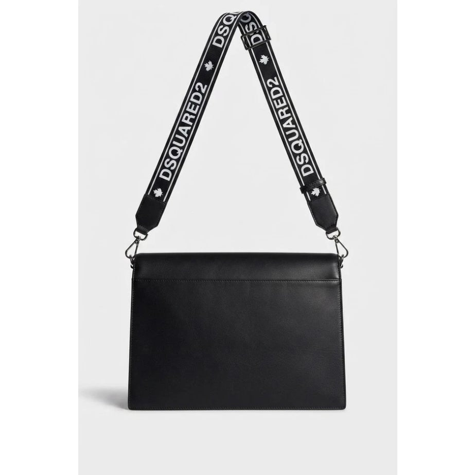 Dsquared2 Black Logo Strap Leather Crossbody Bag