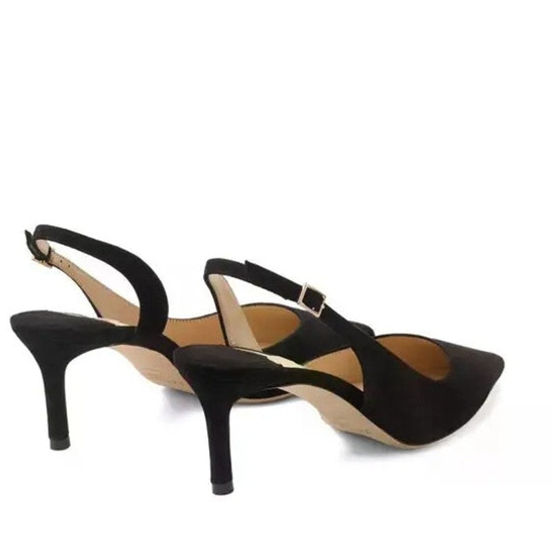 Jimmy Choo Black 60mm Lenora Suede Slingback Pumps
