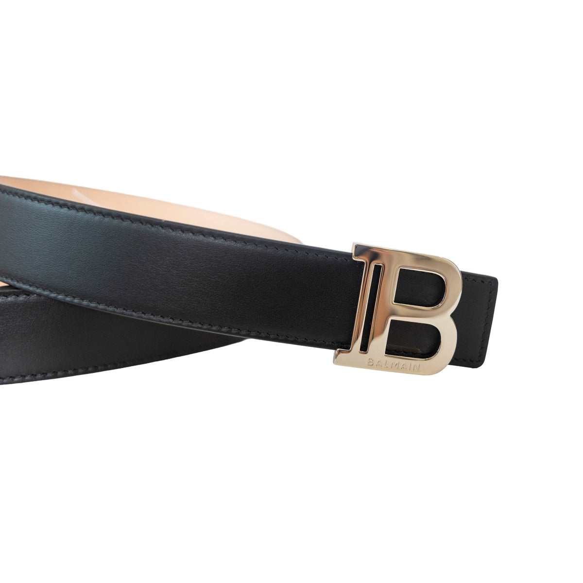 Balmain Black Leather B Buckle Belt