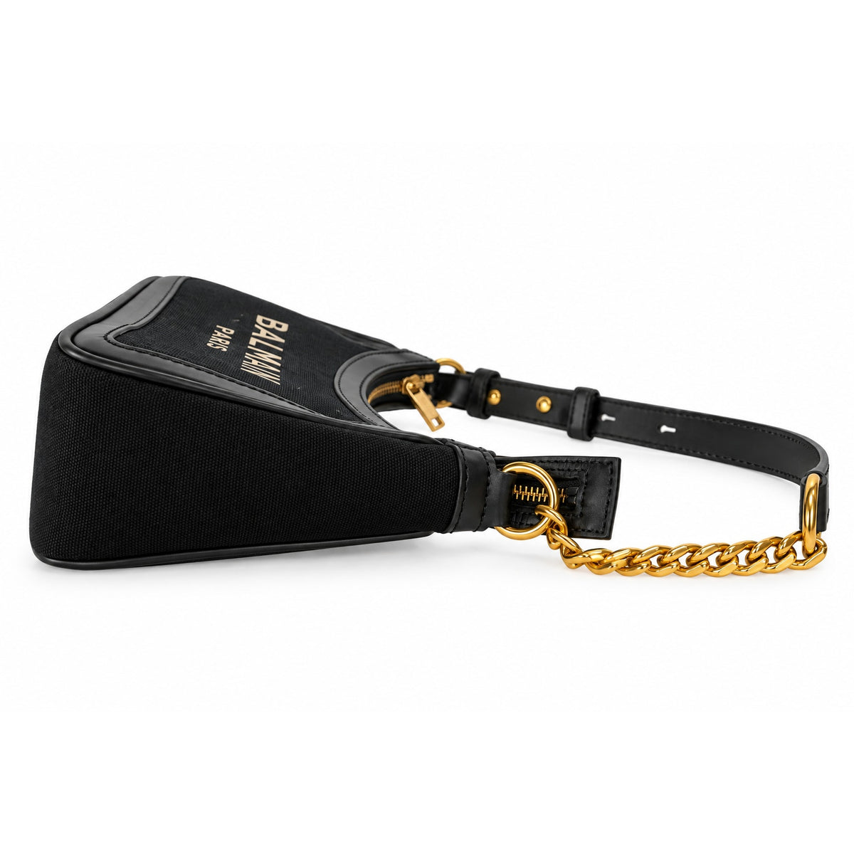 Balmain Black B-Army Logo Plaque Chain Shoulder Bag