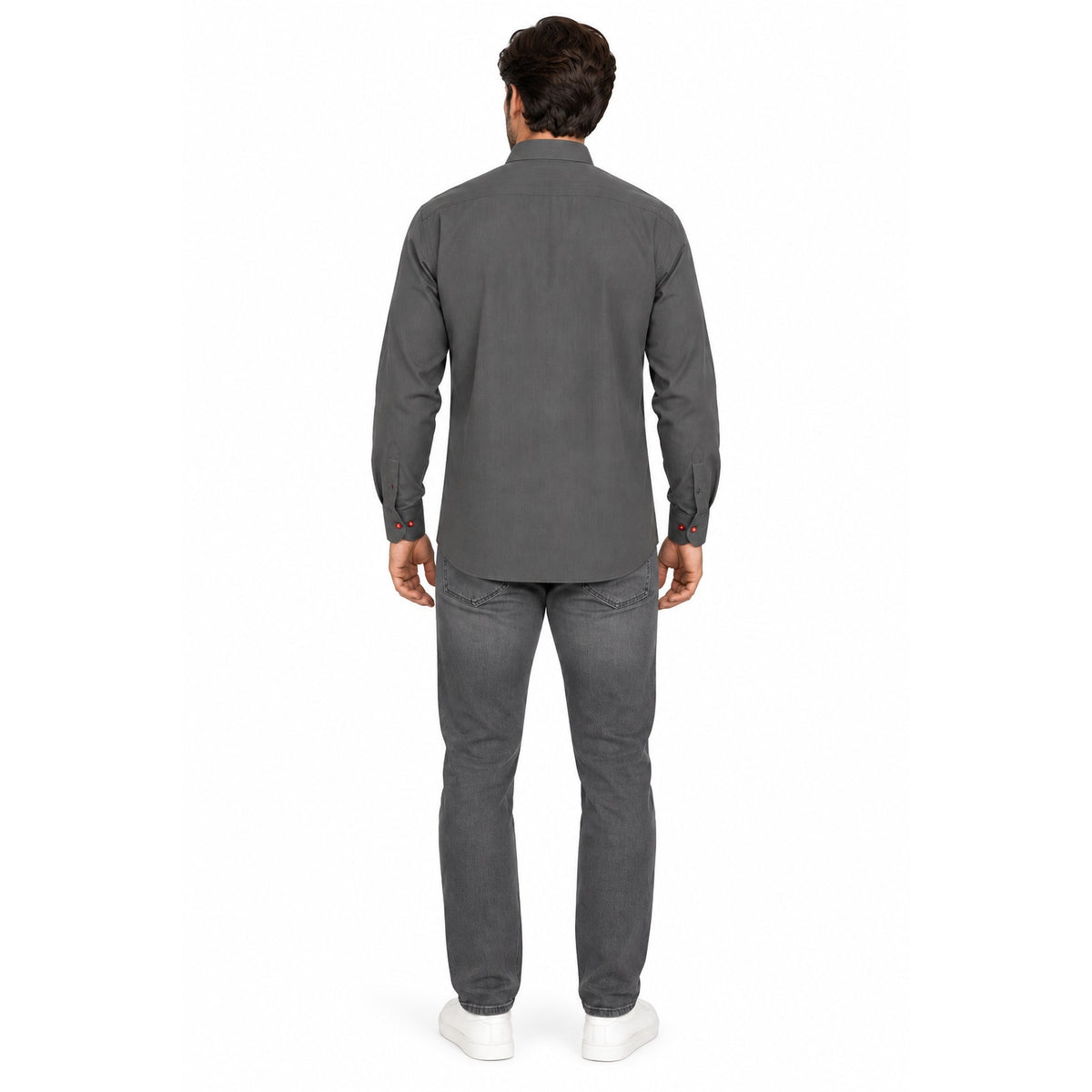 Kiton Gray Long Sleeve Button Up Denim Cotton Shirt