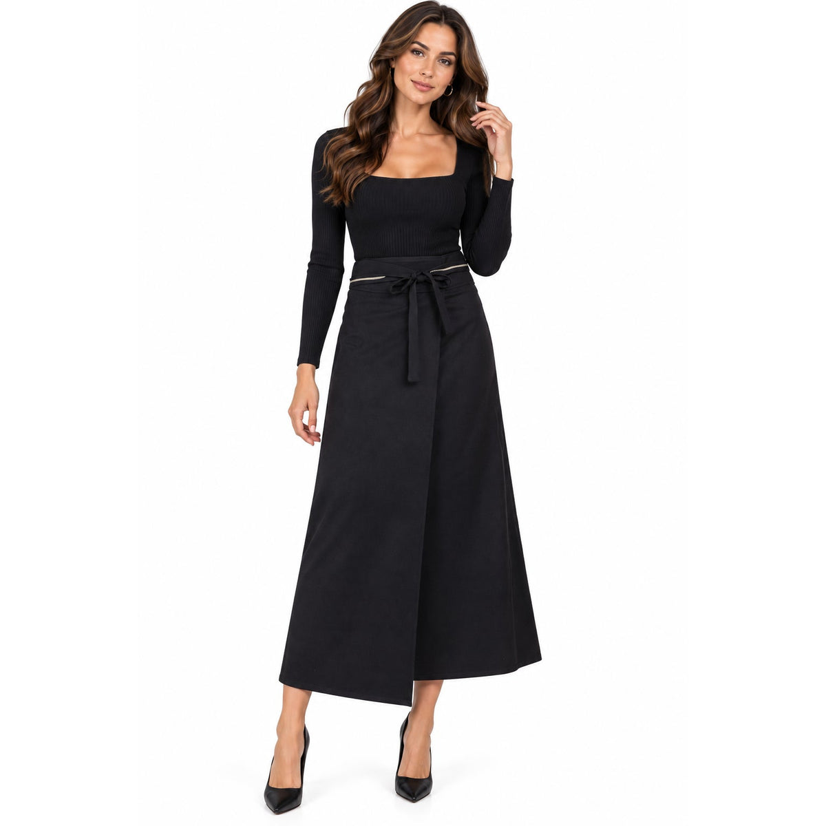 Peserico Wrap Style Belted Midi Skirt