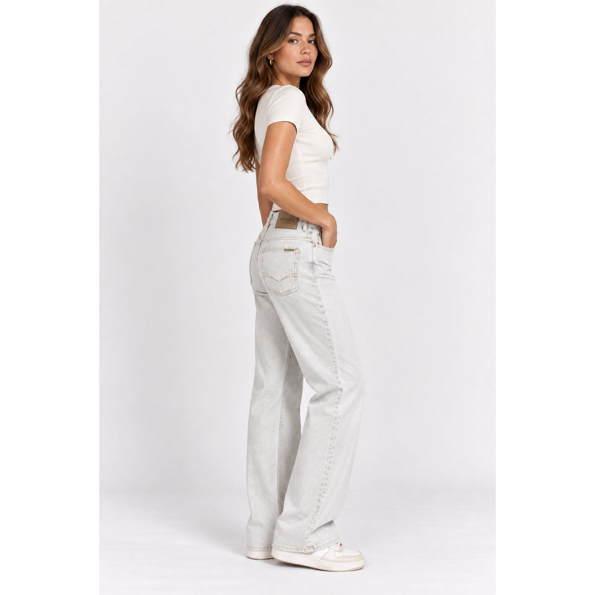 Peserico White High Rise Straight Leg Jeans