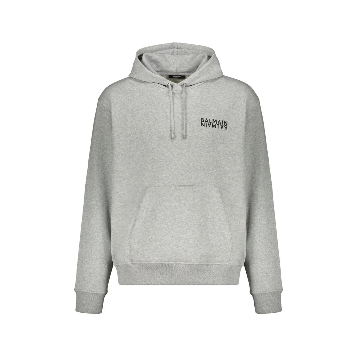 Balmain Gray Logo Motif Hoodie