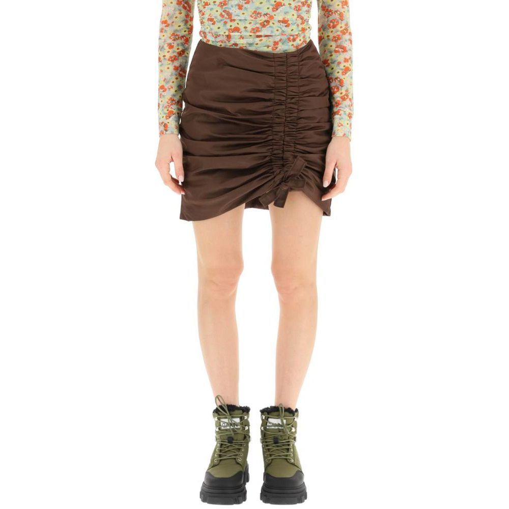 Ganni Brown Acetate Mini Skirt