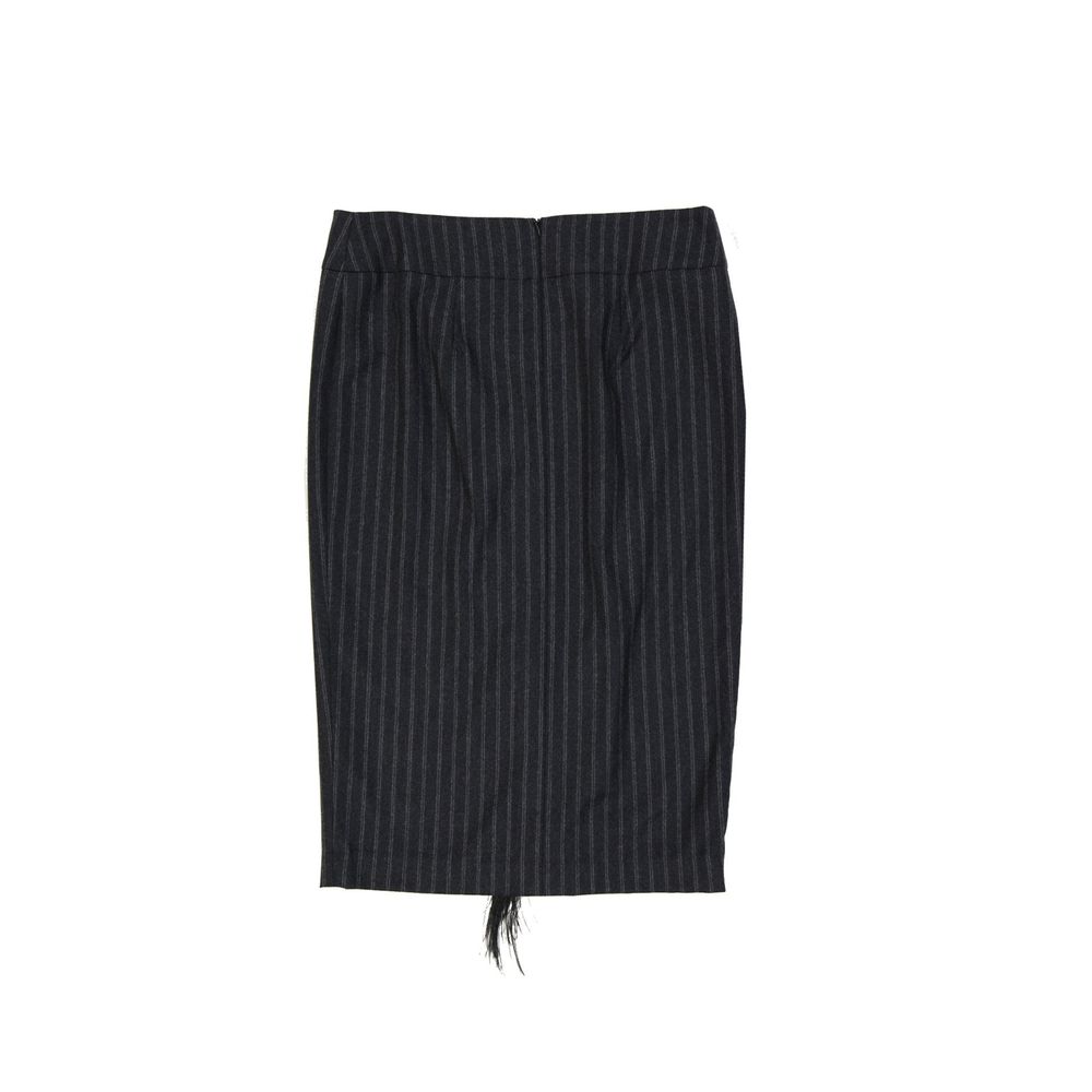 Brunello Cucinelli Gray Virgin Wool Midi Skirt