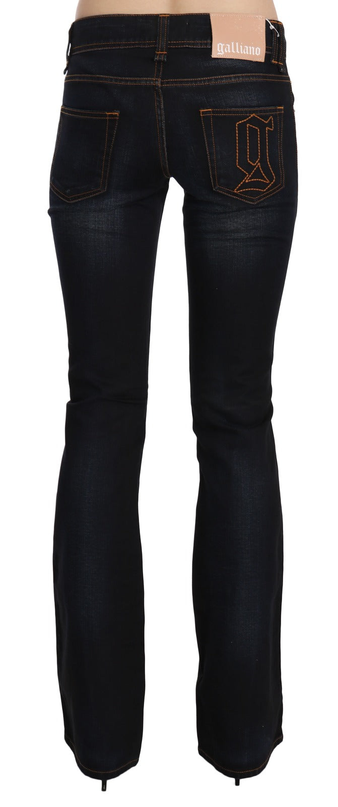 John Galliano Blue Washed Mid Waist Regular Leg Boot Cut Denim Jeans