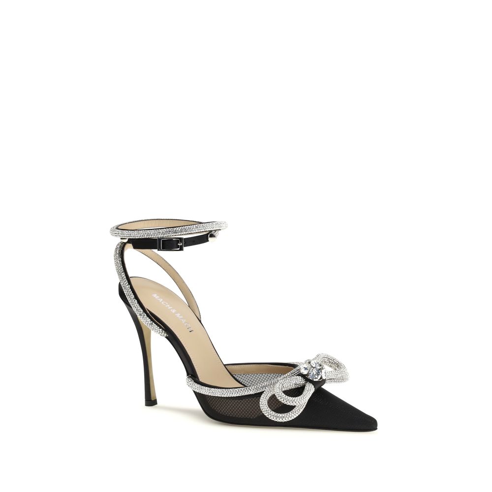 MACH & MACH Black Silk High Heel Pumps