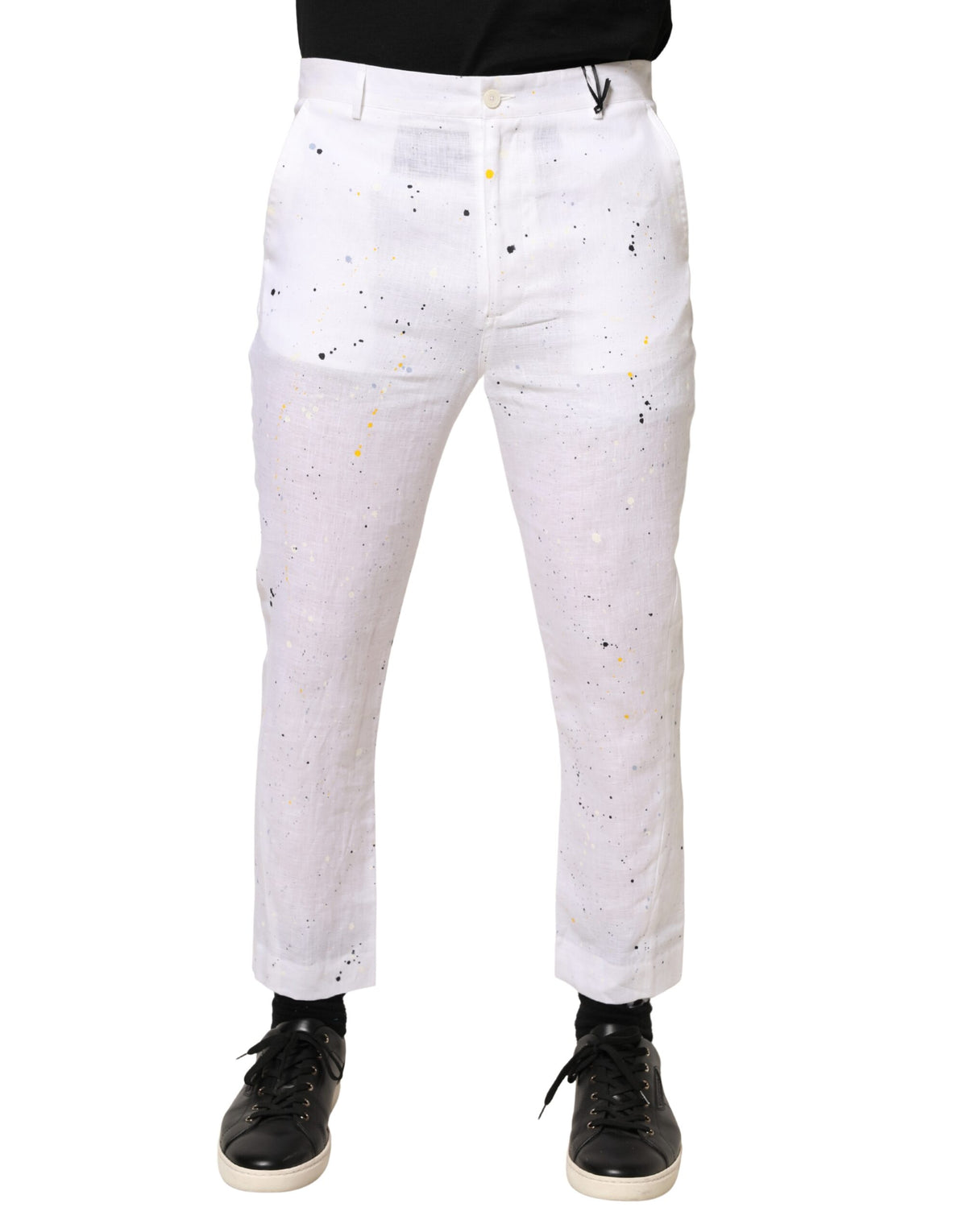 Daniele Alessandrini White Paint Print SkinnyFit Trouser Pants