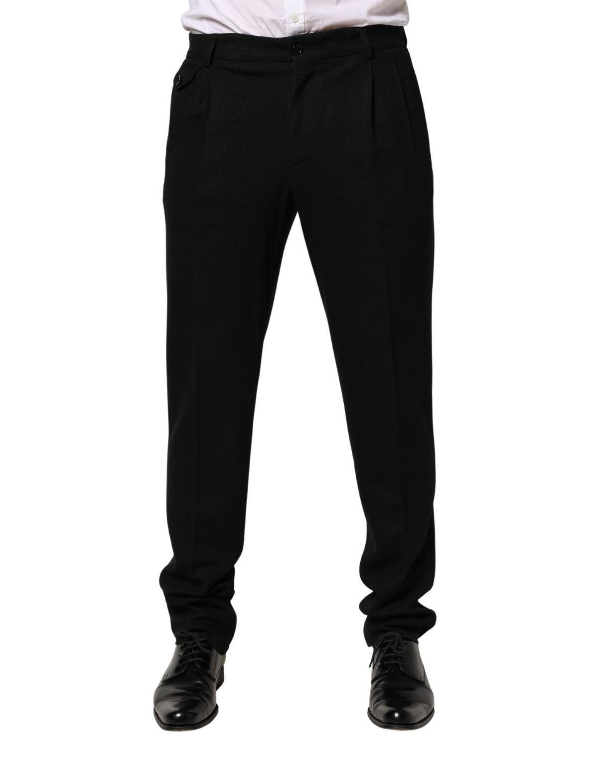 Dolce & Gabbana Black Wool Skinny Men Dress Trouser Pants