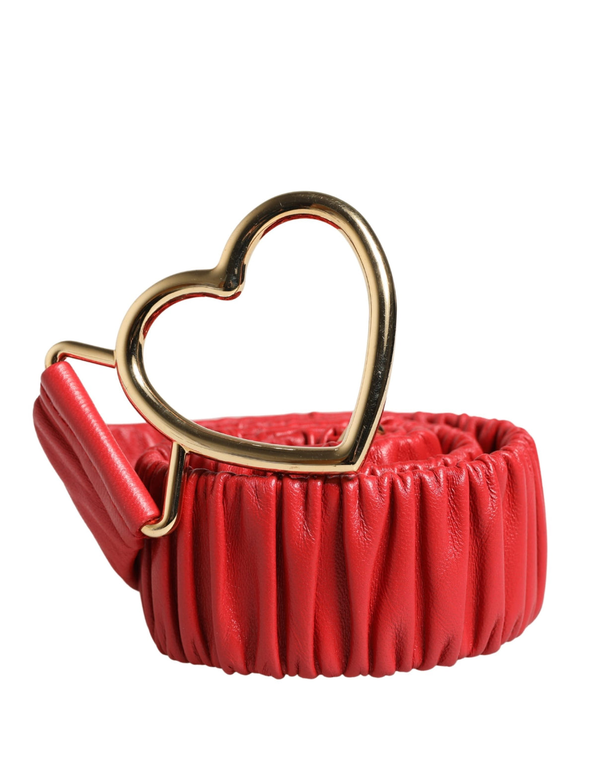 Dolce & Gabbana Red Leather Gold Heart Metal Buckle Belt