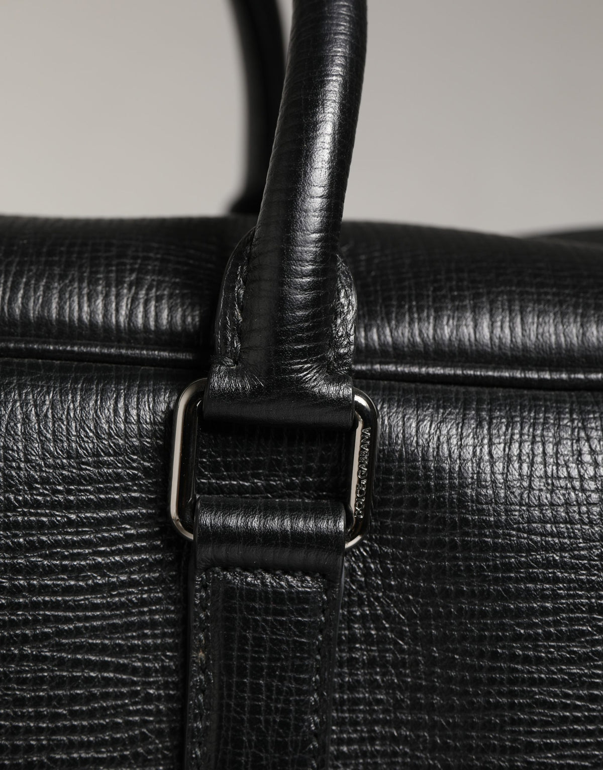 Dolce & Gabbana Black Car Man Applique Leather Weekender Borse Bag