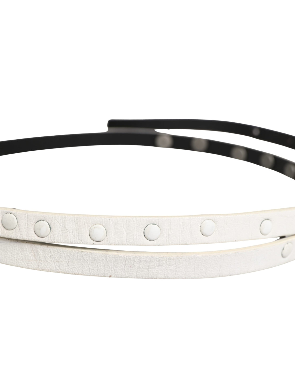 Costume National White Leather Studded Cintura Belt