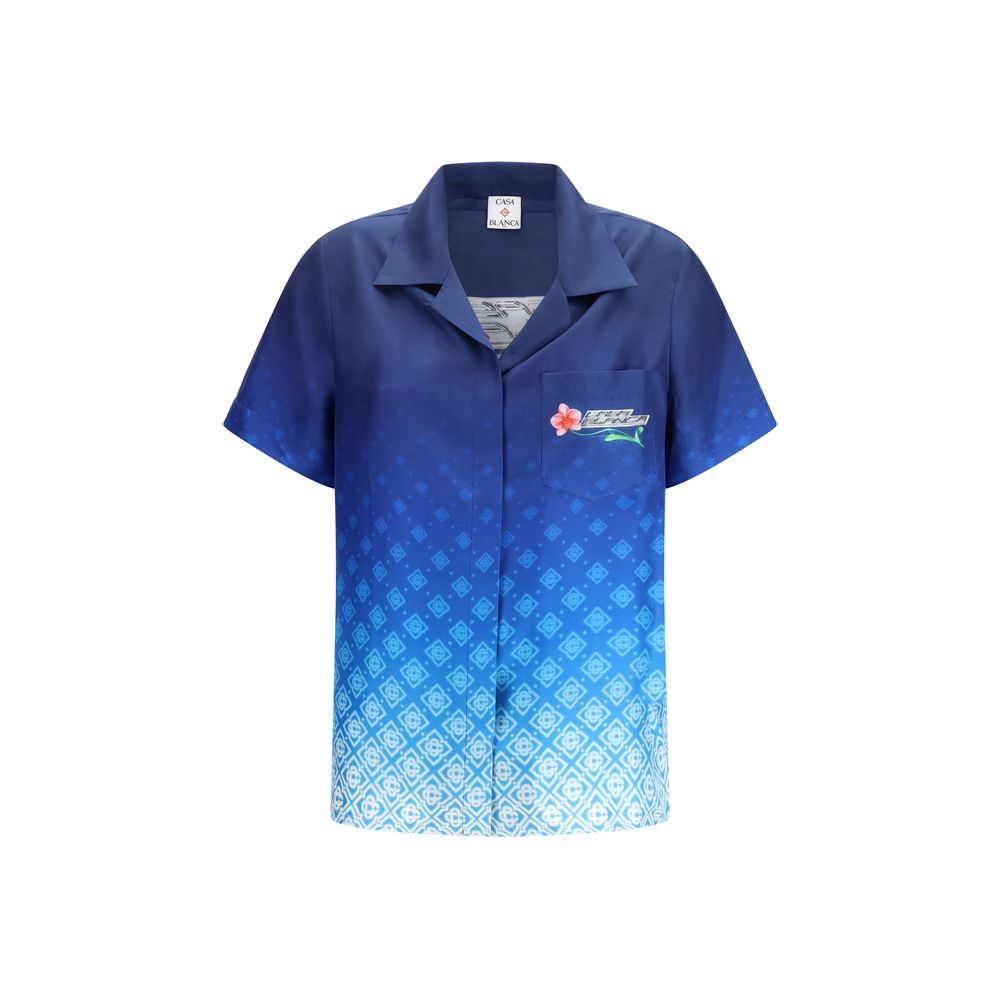 Casablanca Blue Silk Pattern Shirt