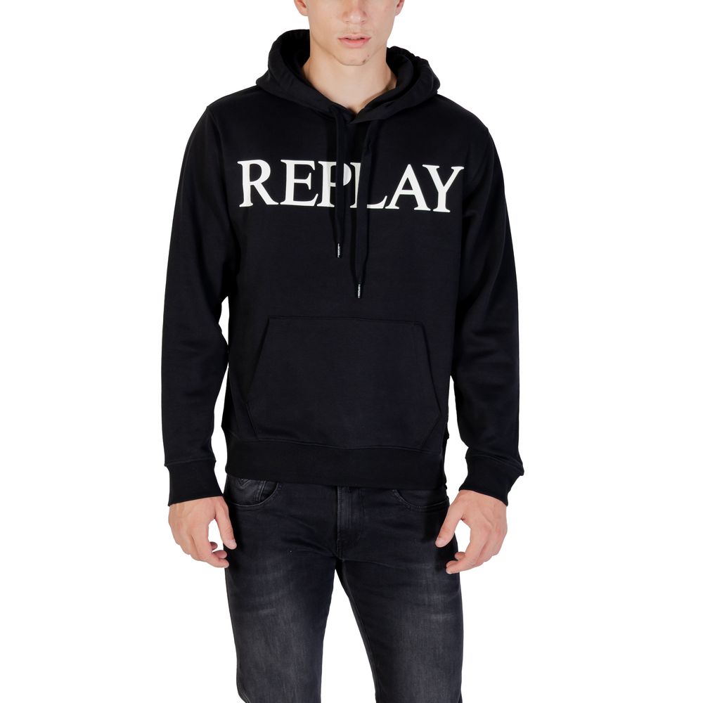 Replay Black Cotton Hoodie