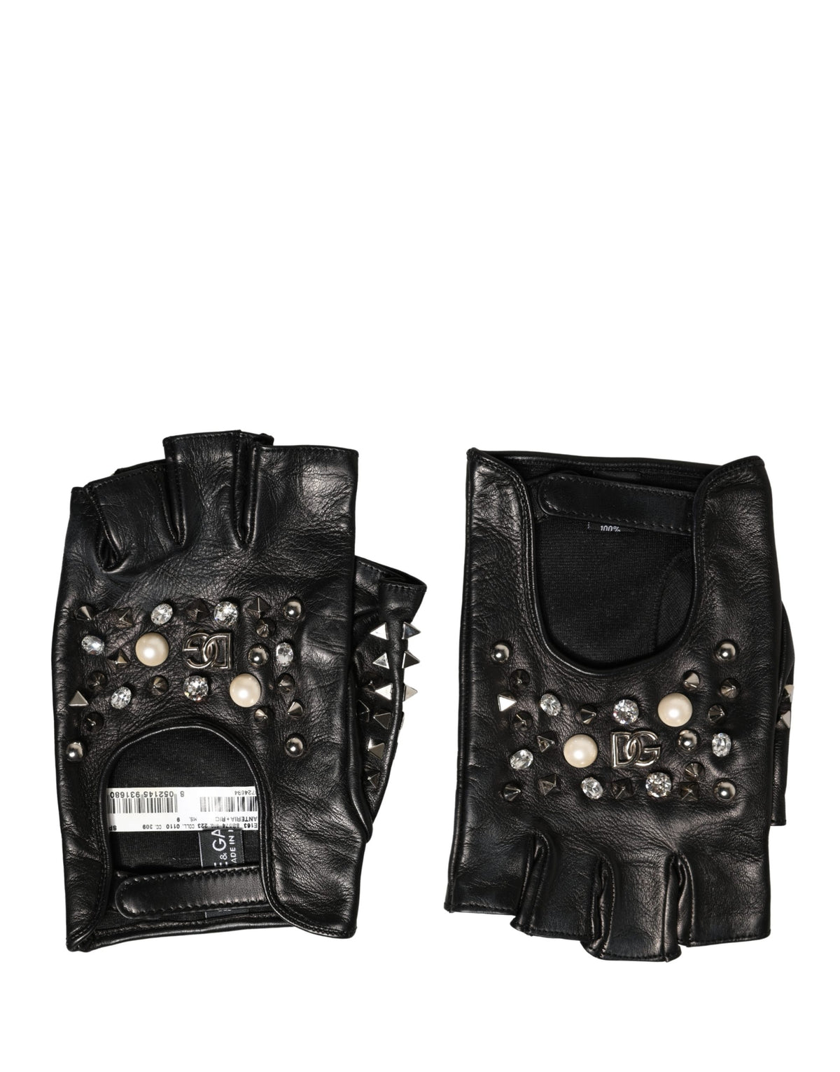 Dolce & Gabbana Black Embellished Wrist Length Mitten Women Gloves