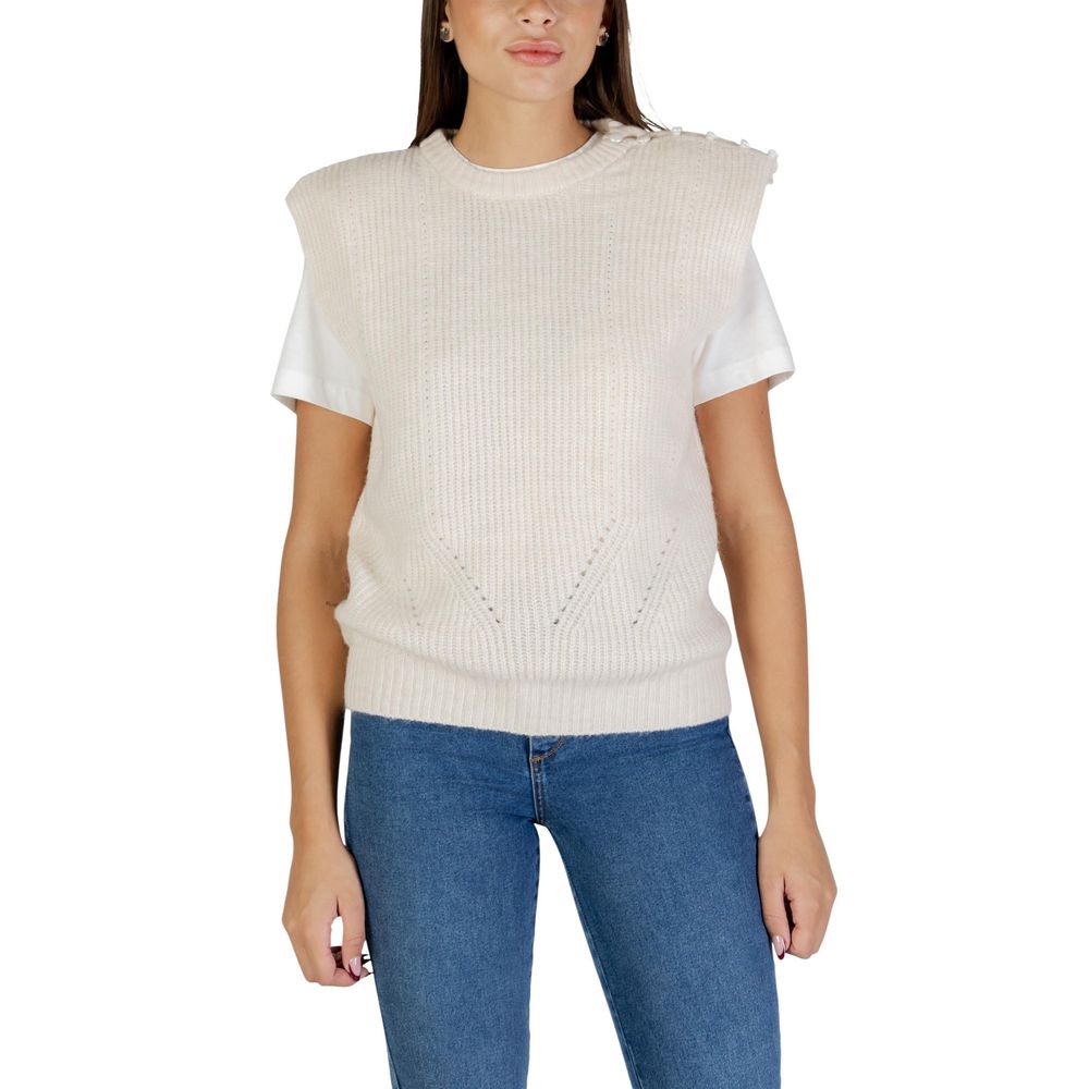 ICHI Cream Polyester Sleeveles Sweater