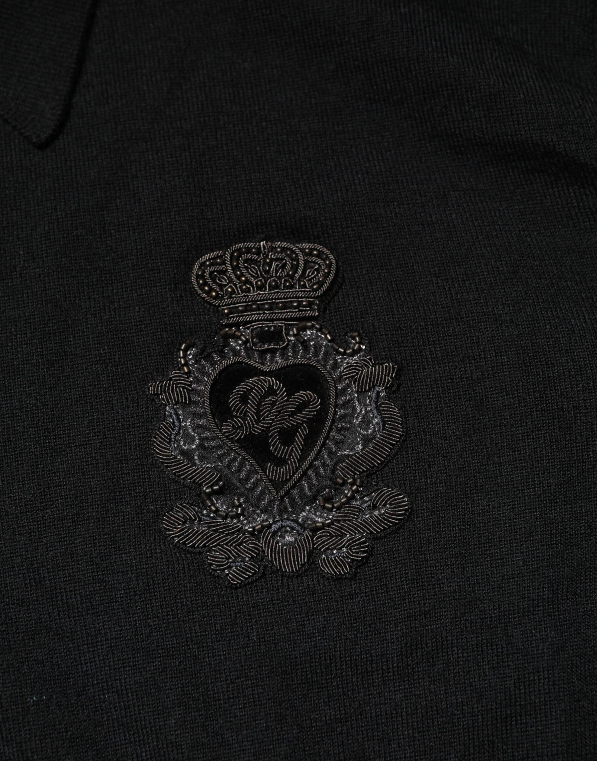 Dolce & Gabbana Black Crest Long Sleeve Men Pullover Sweater