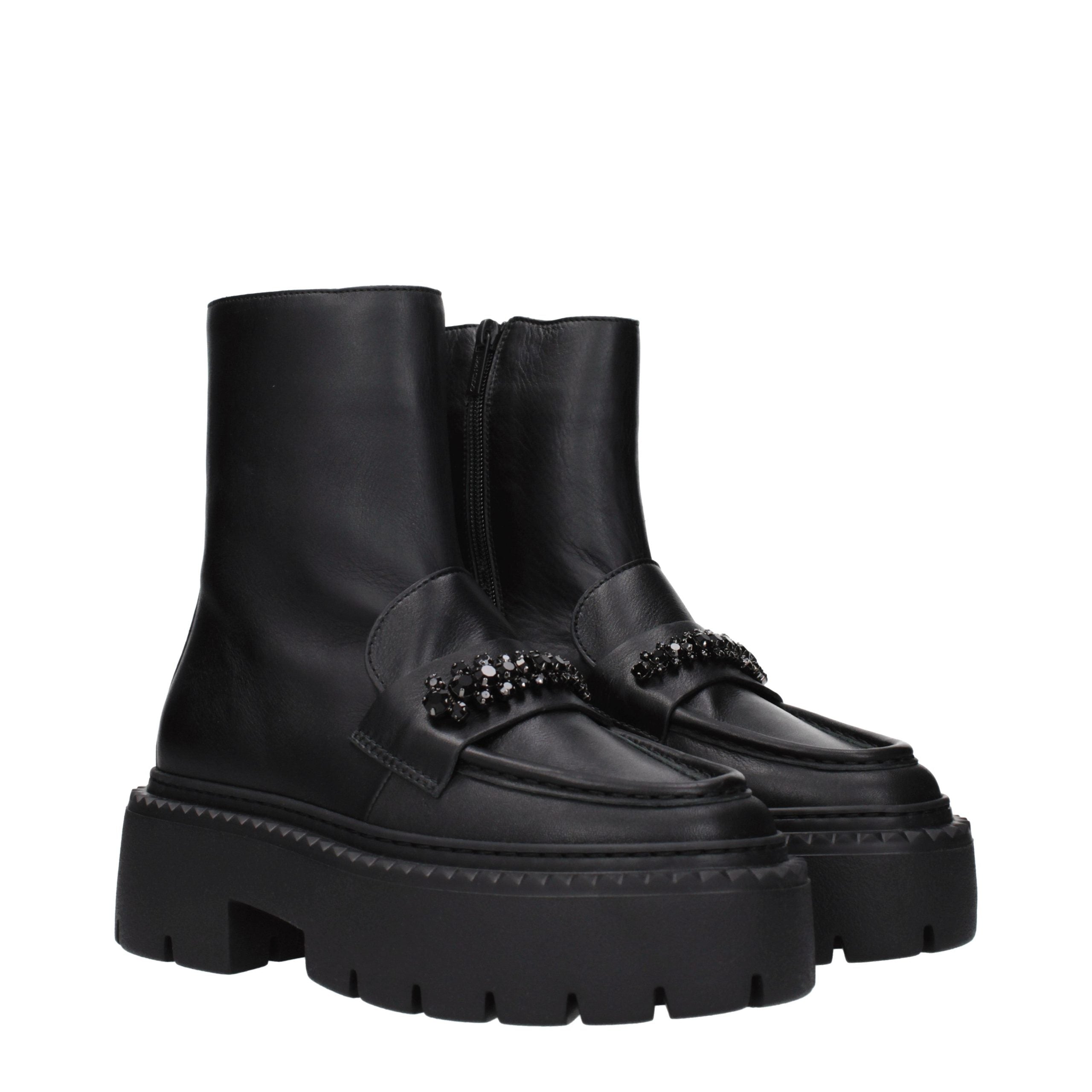 Jimmy Choo Black Leather Ankle Boots