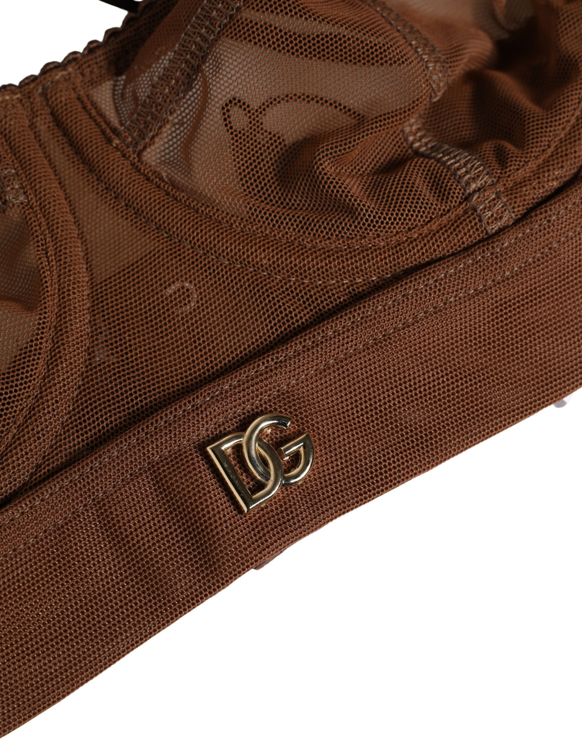 Dolce & Gabbana Brown DG Logo Nylon Mesh Balconette Bra Underwear