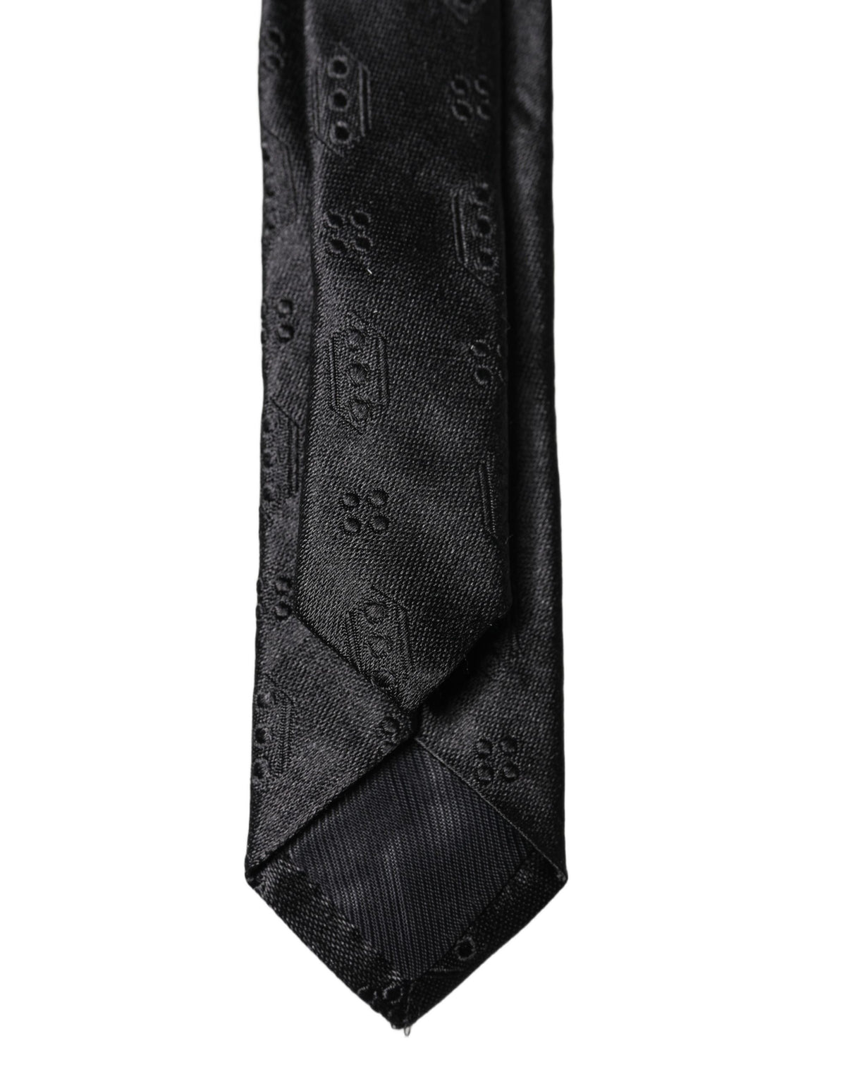 Dolce & Gabbana Black Patterned 100% Silk Adjustable Men Necktie Tie