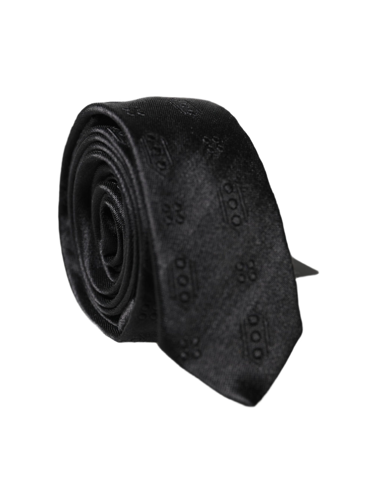 Dolce & Gabbana Black Patterned 100% Silk Adjustable Men Necktie Tie
