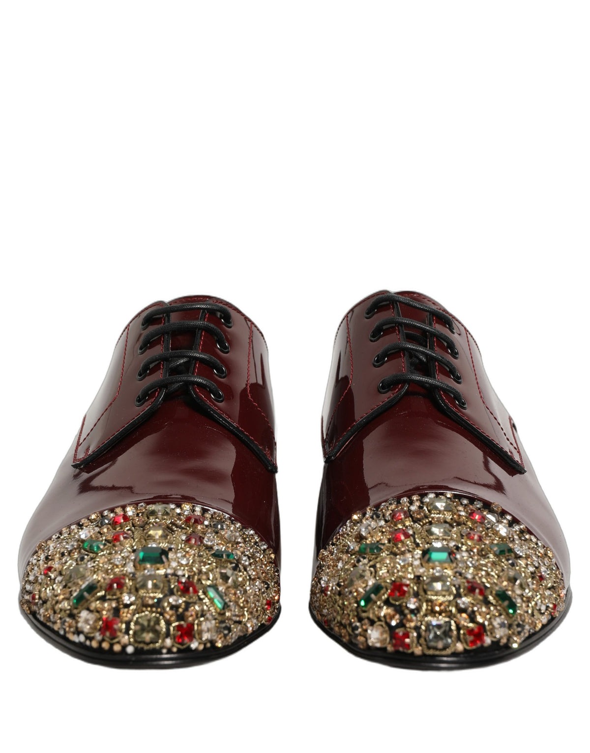 Dolce & Gabbana Maroon Embellished Derby Dress Formal Shoes