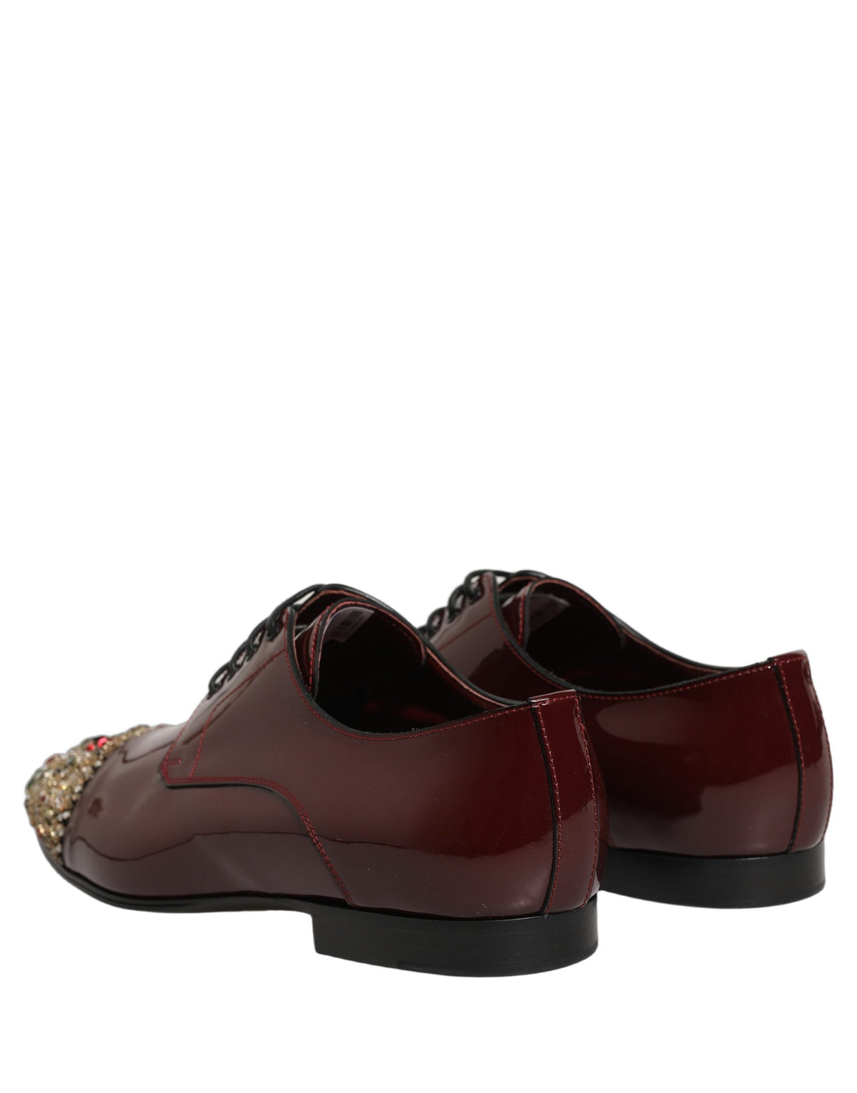 Dolce & Gabbana Maroon Embellished Derby Dress Formal Shoes