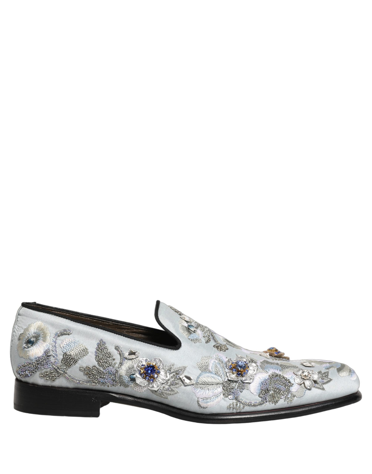 Dolce & Gabbana White Floral Embellished Men Loafers  Shoes
