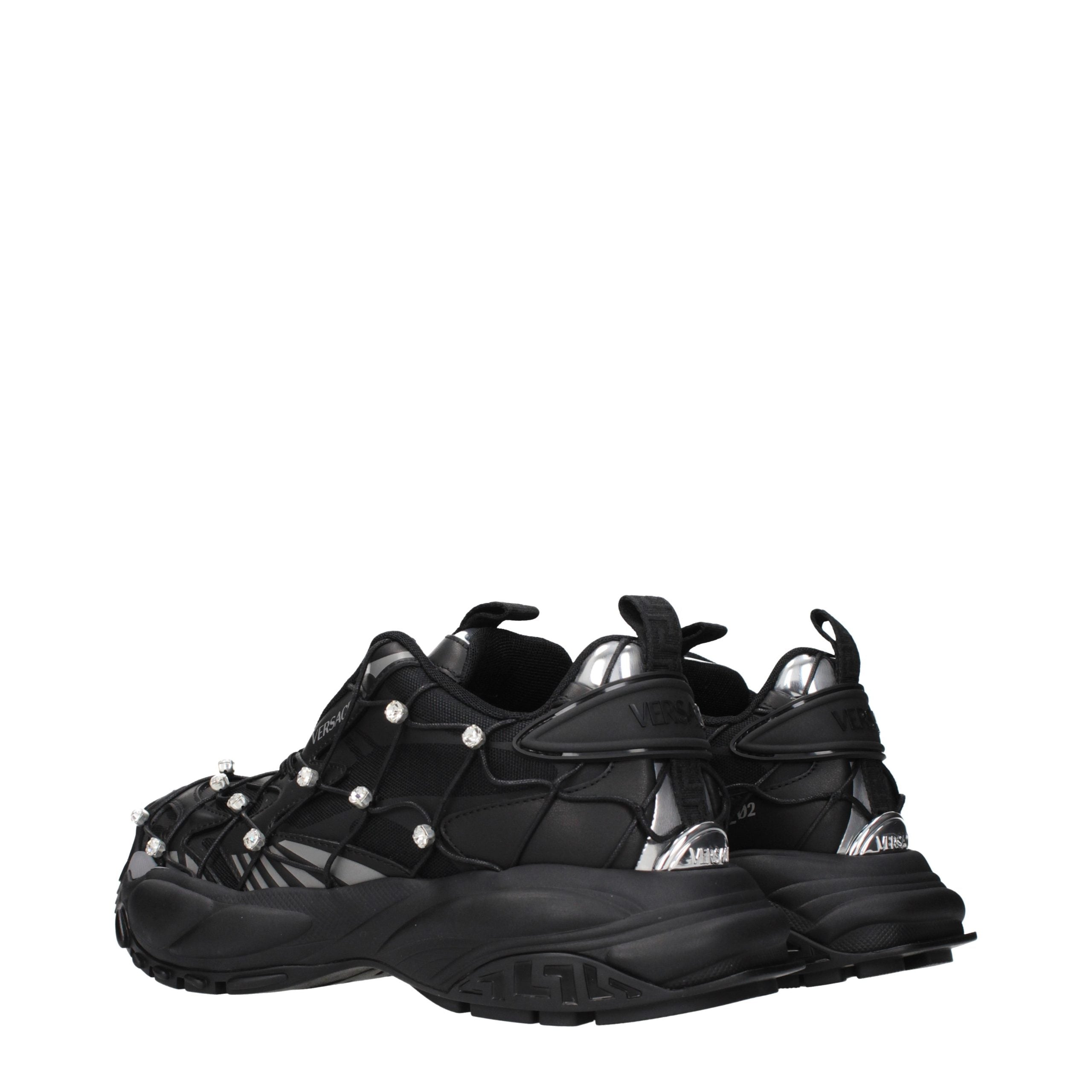 Versace Black Fabric Chunky Sneakers
