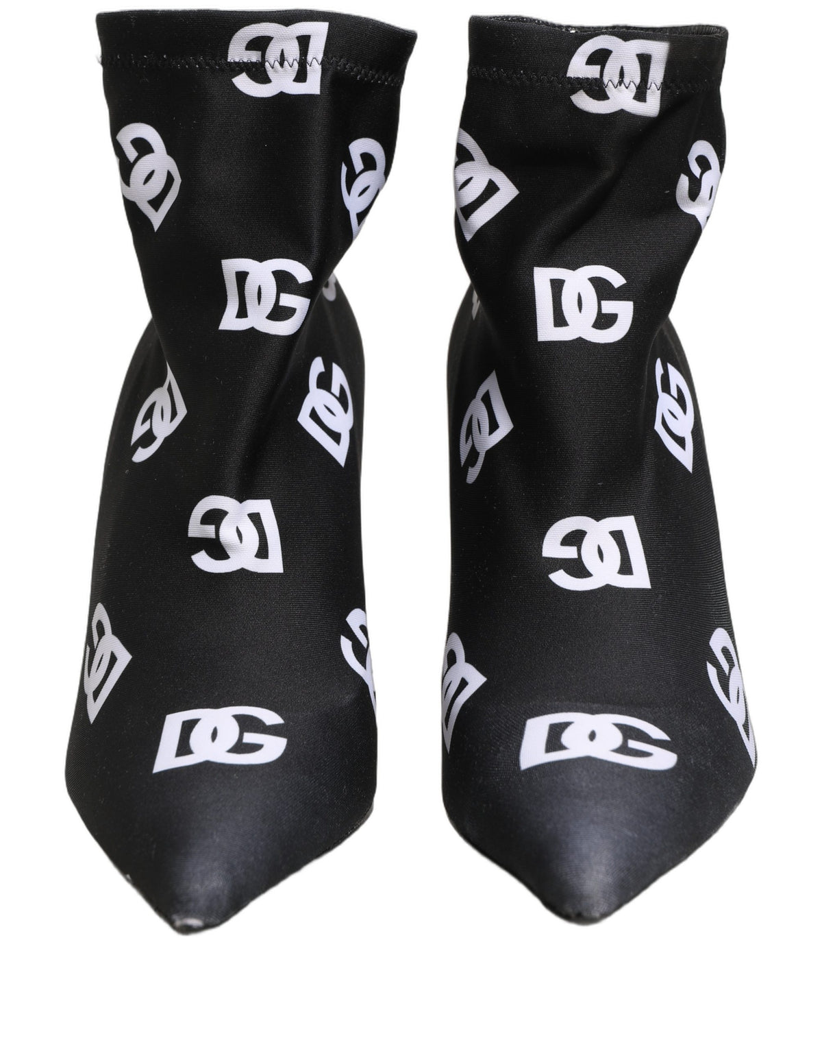 Dolce & Gabbana Black Logo Stretch Heels Ankle Boots Shoes