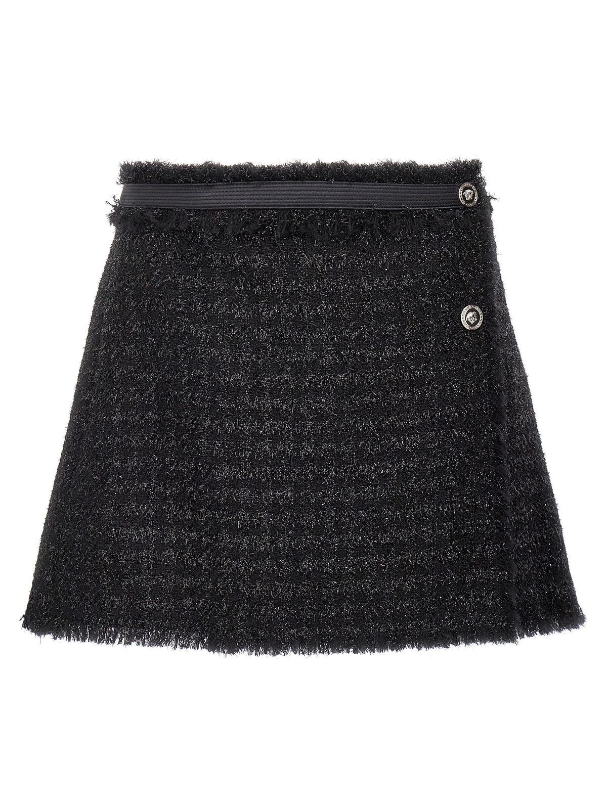 Versace Black Virgin Wool Long Skirt