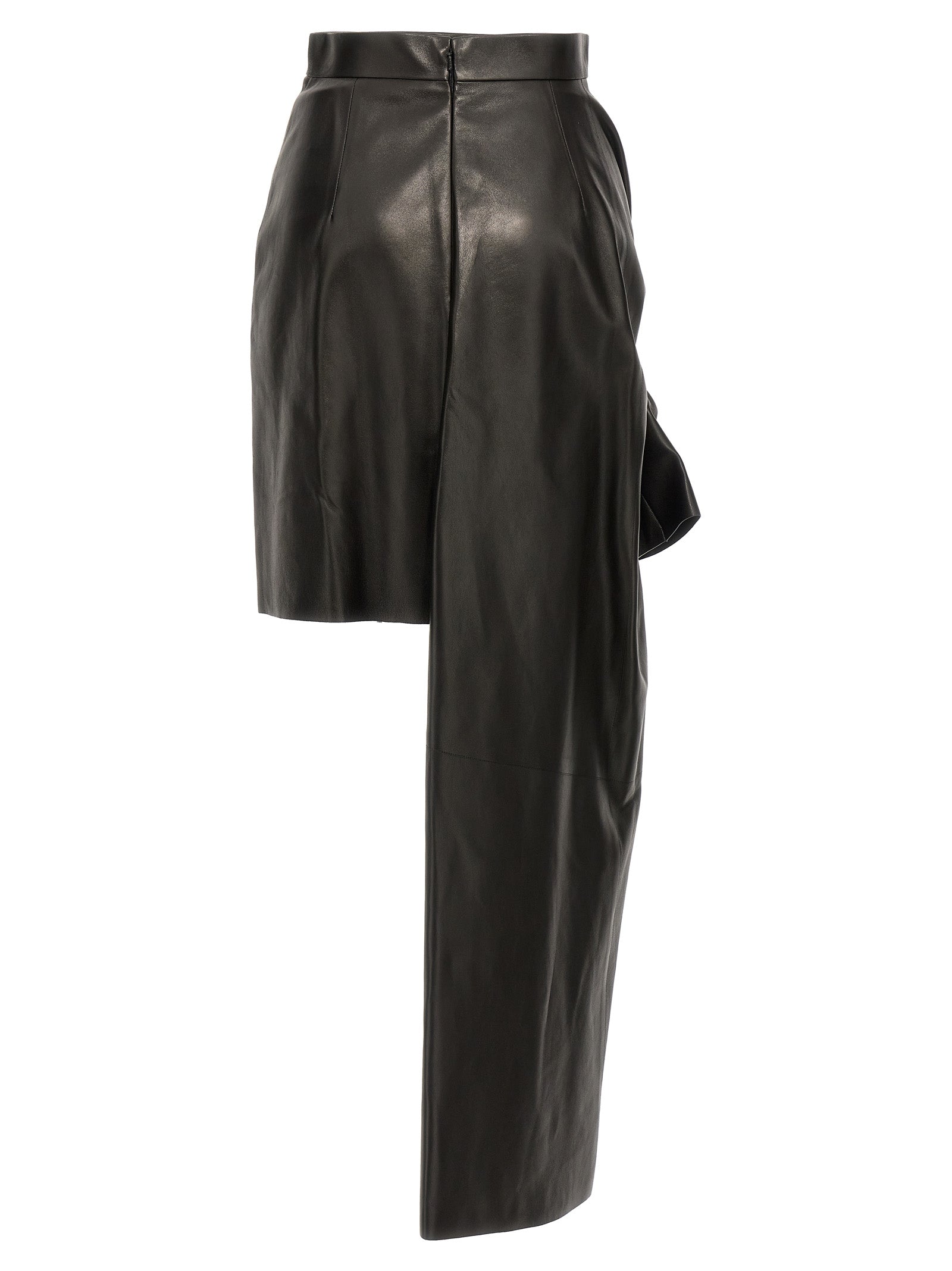 Alexander McQueen Black Lamb Leather Long Skirt