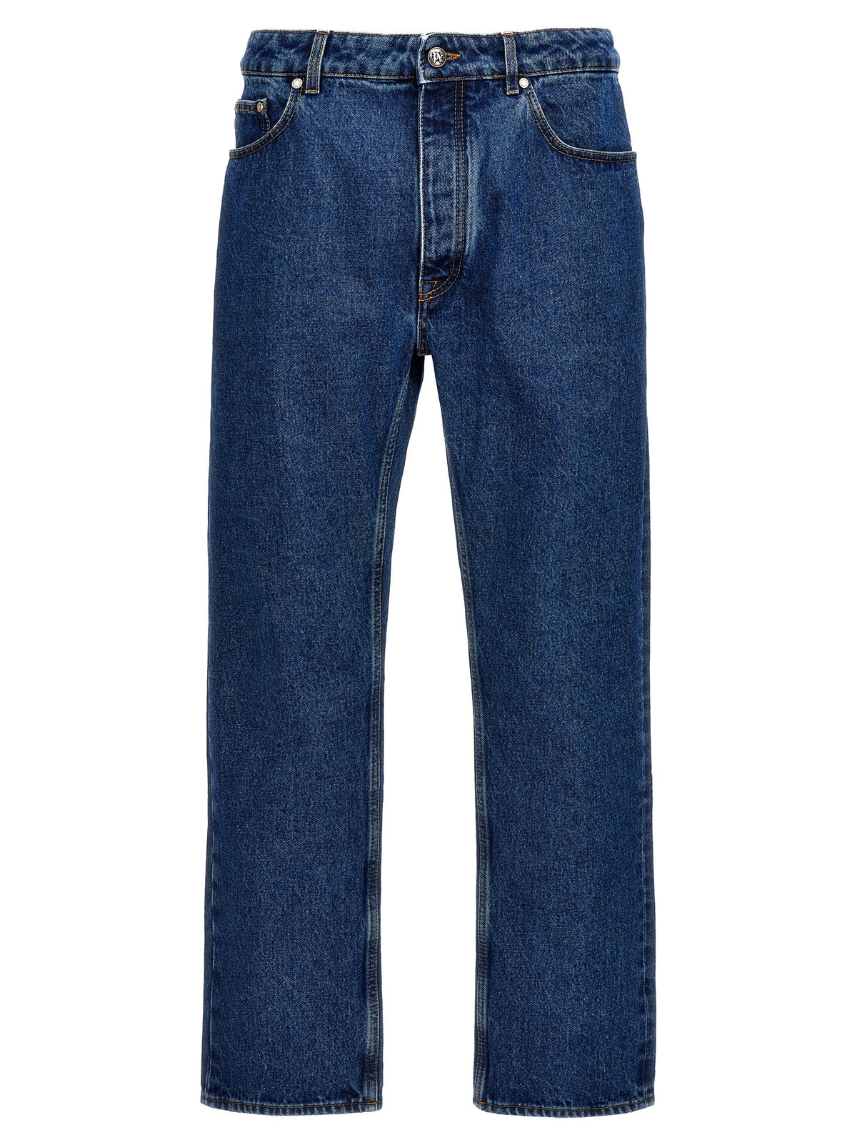 Palm Angels Blue Cotton Straight-Leg Jeans