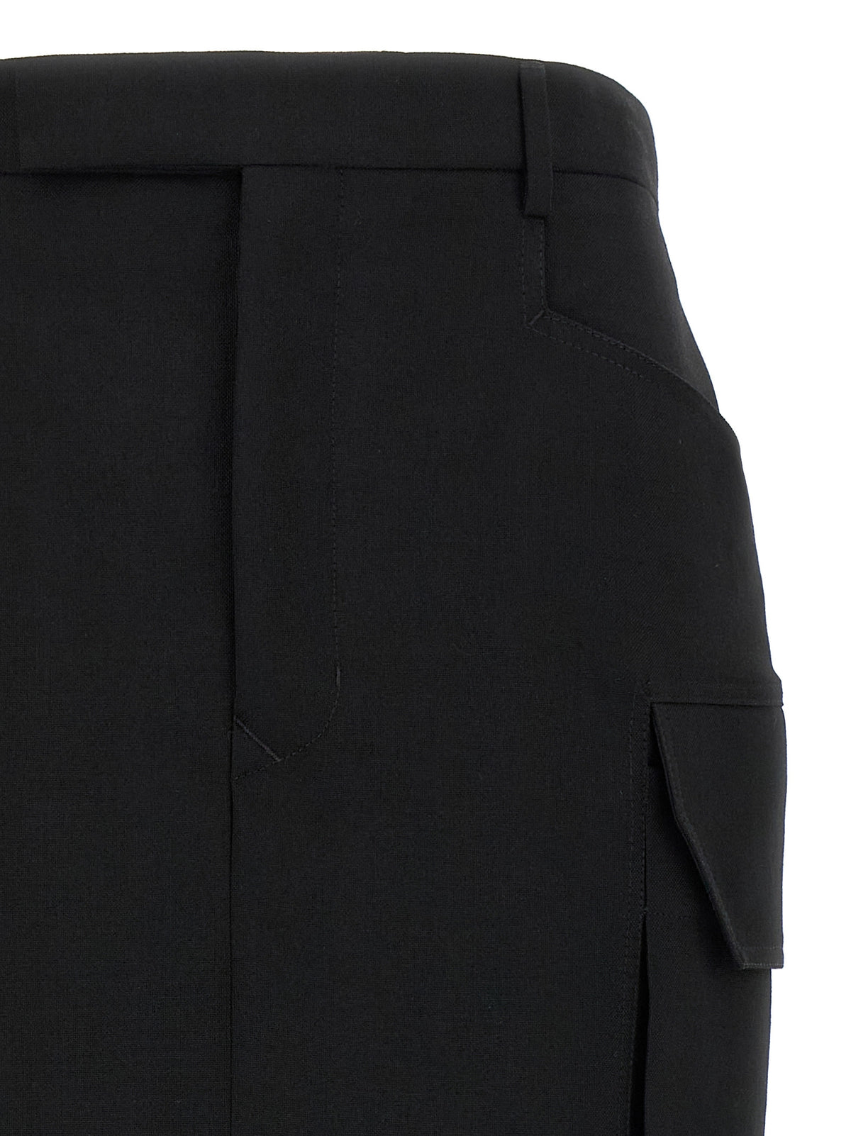Rick Owens Black Wool Midi Skirt