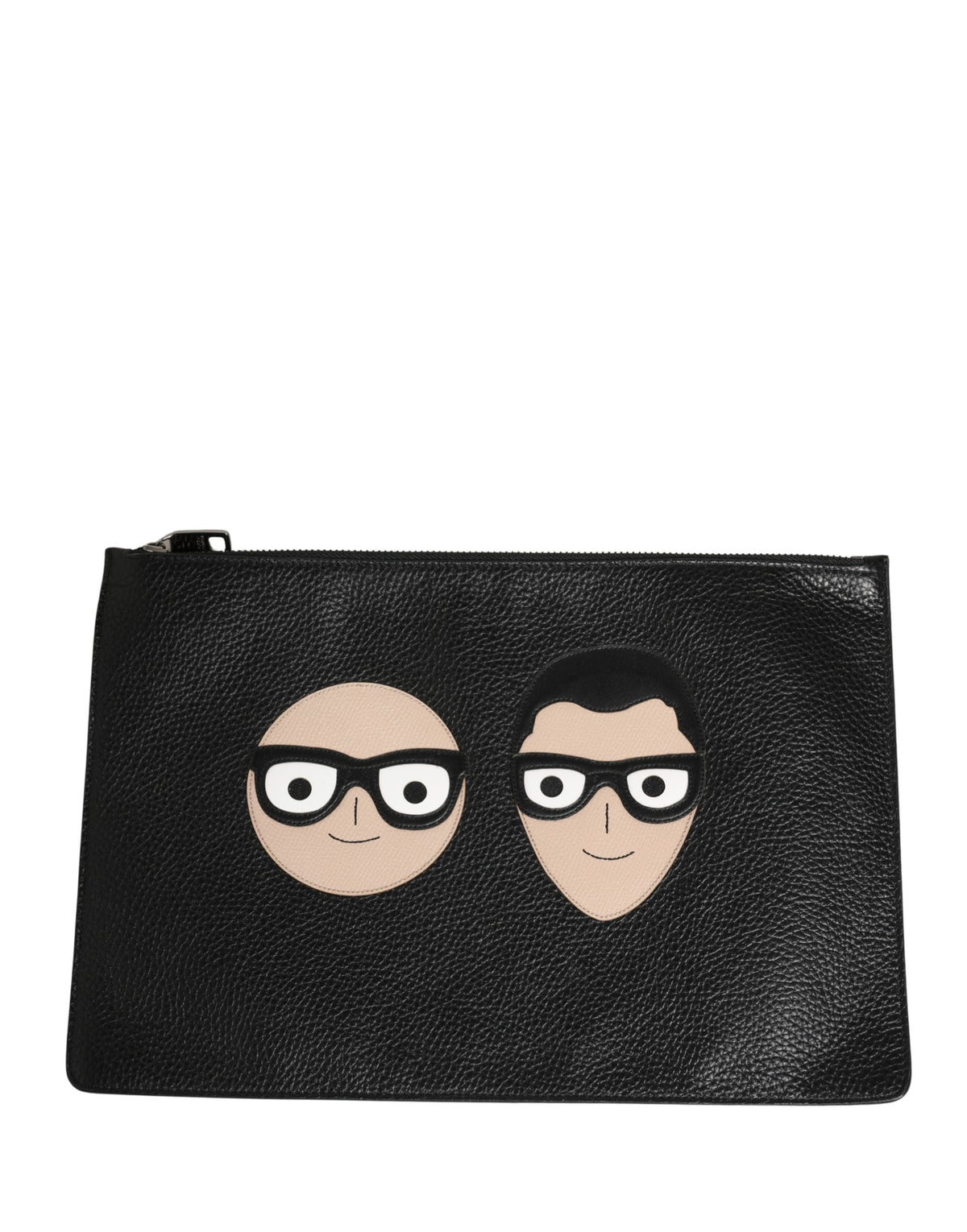 Dolce & Gabbana Black #DGFamily Embellished Leather Clutch Borse Bag
