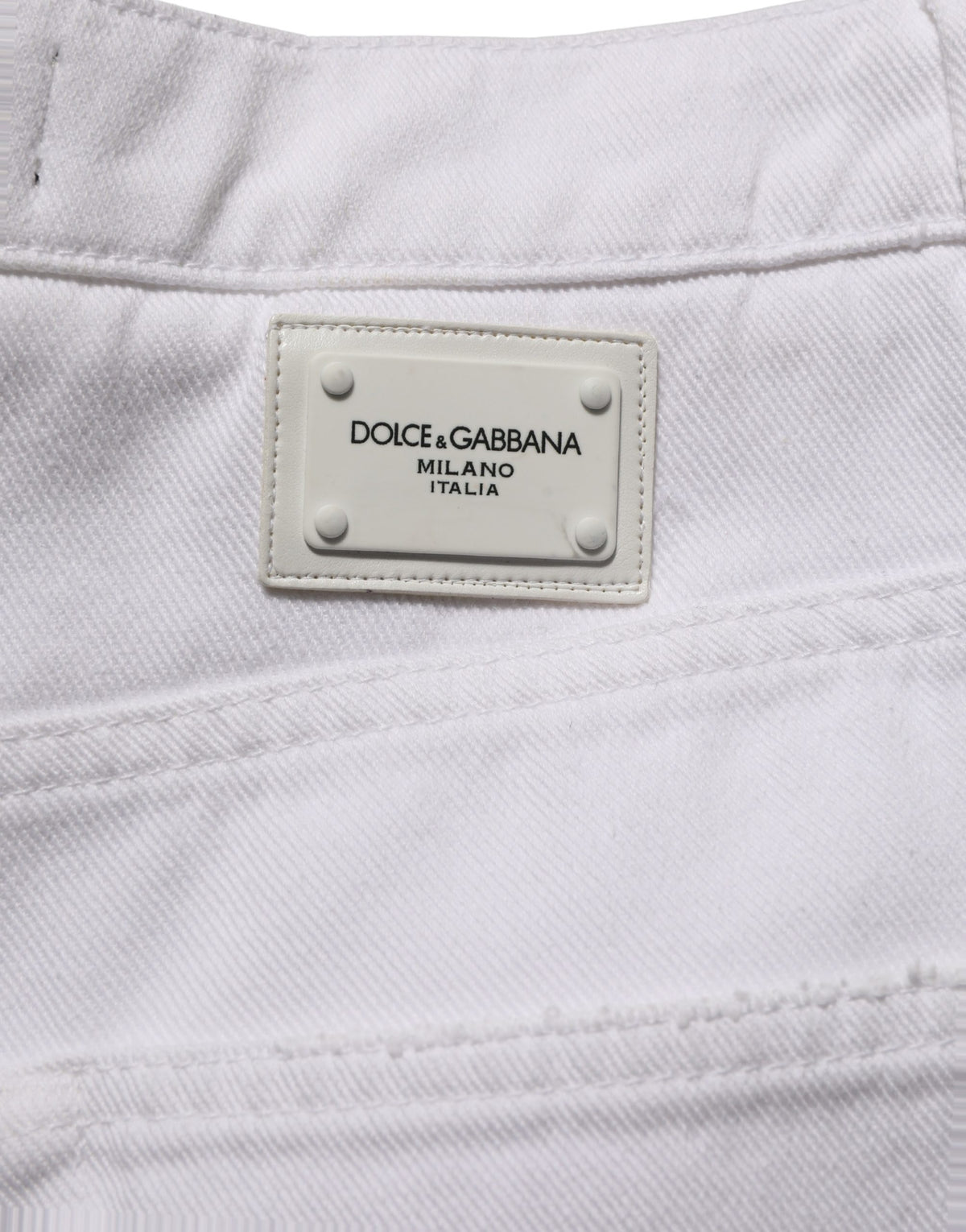 Dolce & Gabbana White Cotton Stretch Wide Leg Denim Jeans