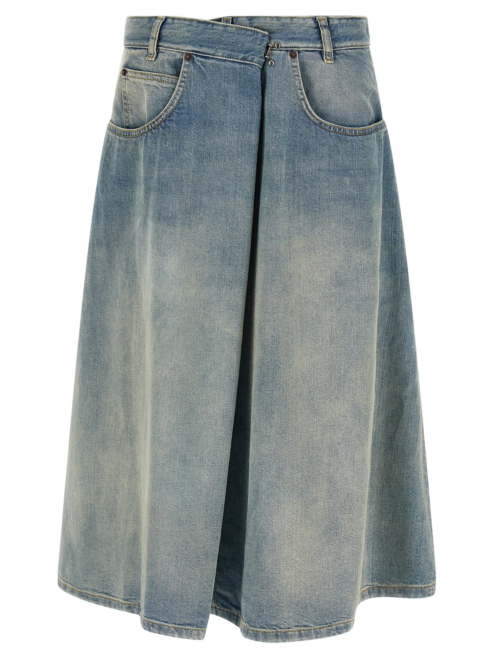 Maison Margiela Blue Cotton Midi Skirt