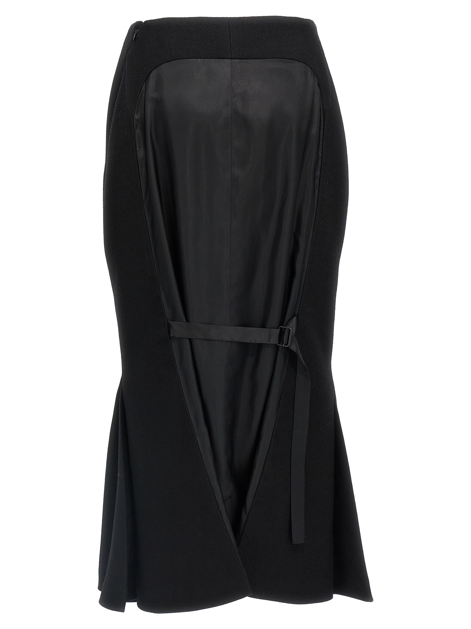 Prada Black Virgin Wool Midi Skirt