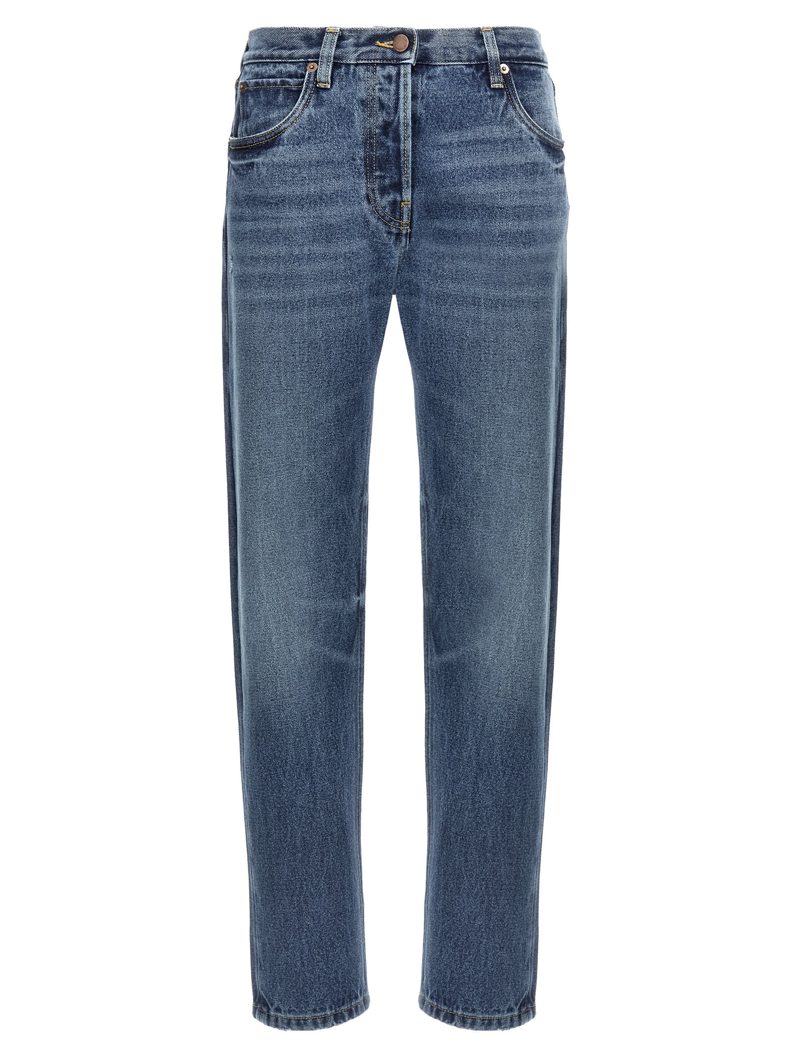 Prada Blue Cotton Straight-Leg Jeans