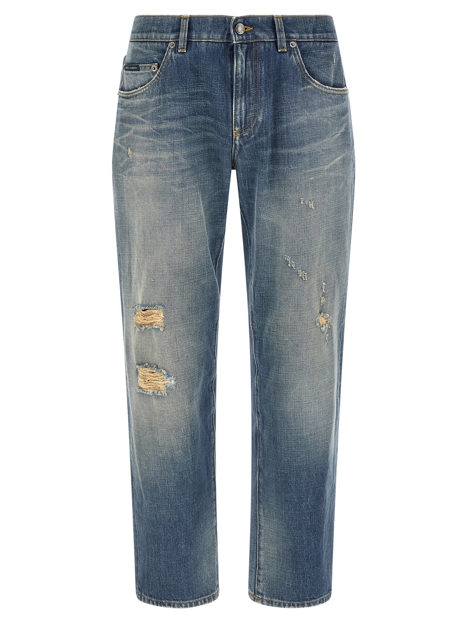 Dolce & Gabbana Blue Cotton Relaxed Fit Jeans