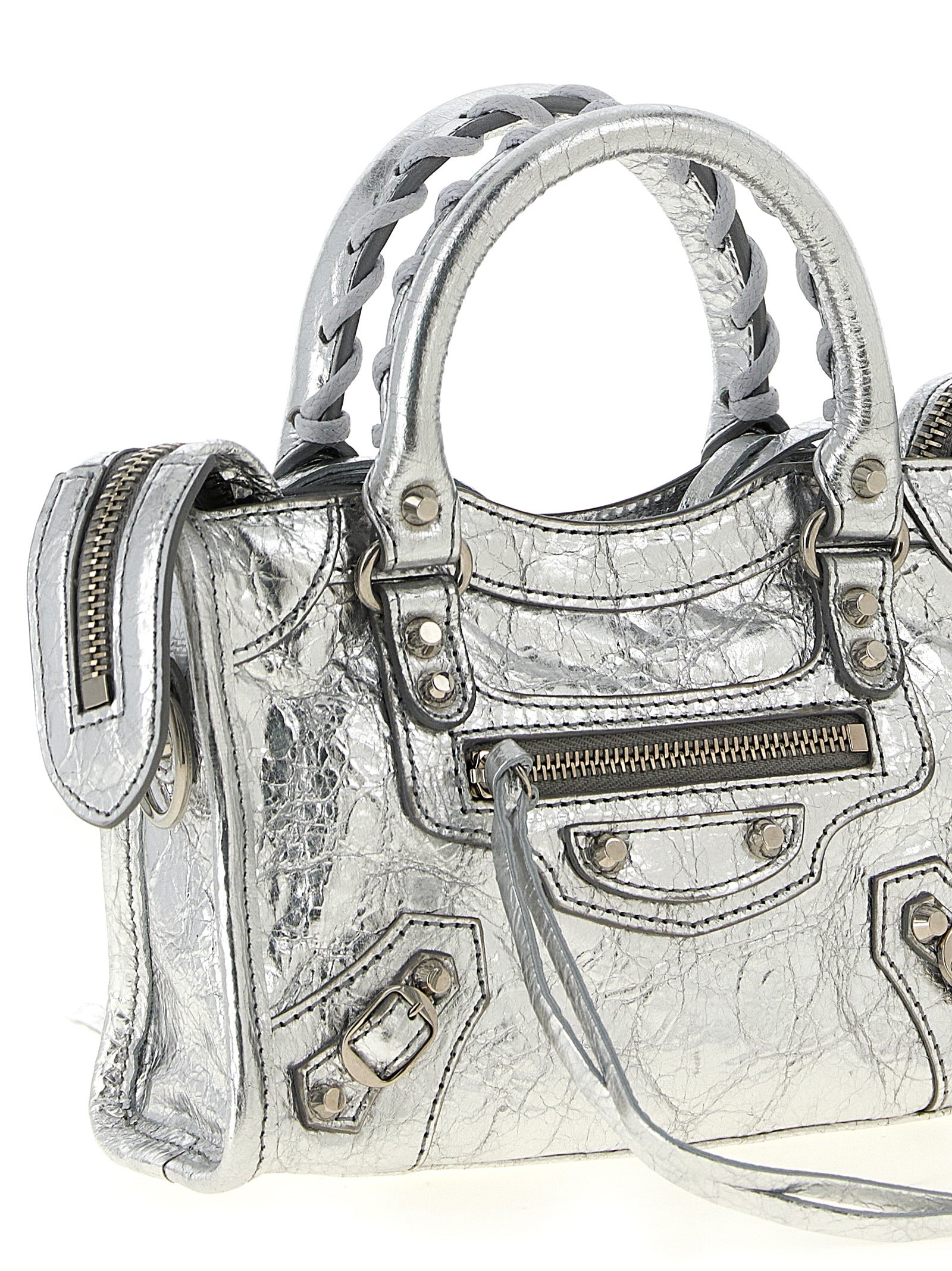 Balenciaga Silver Lamb Leather Crossbody Bag
