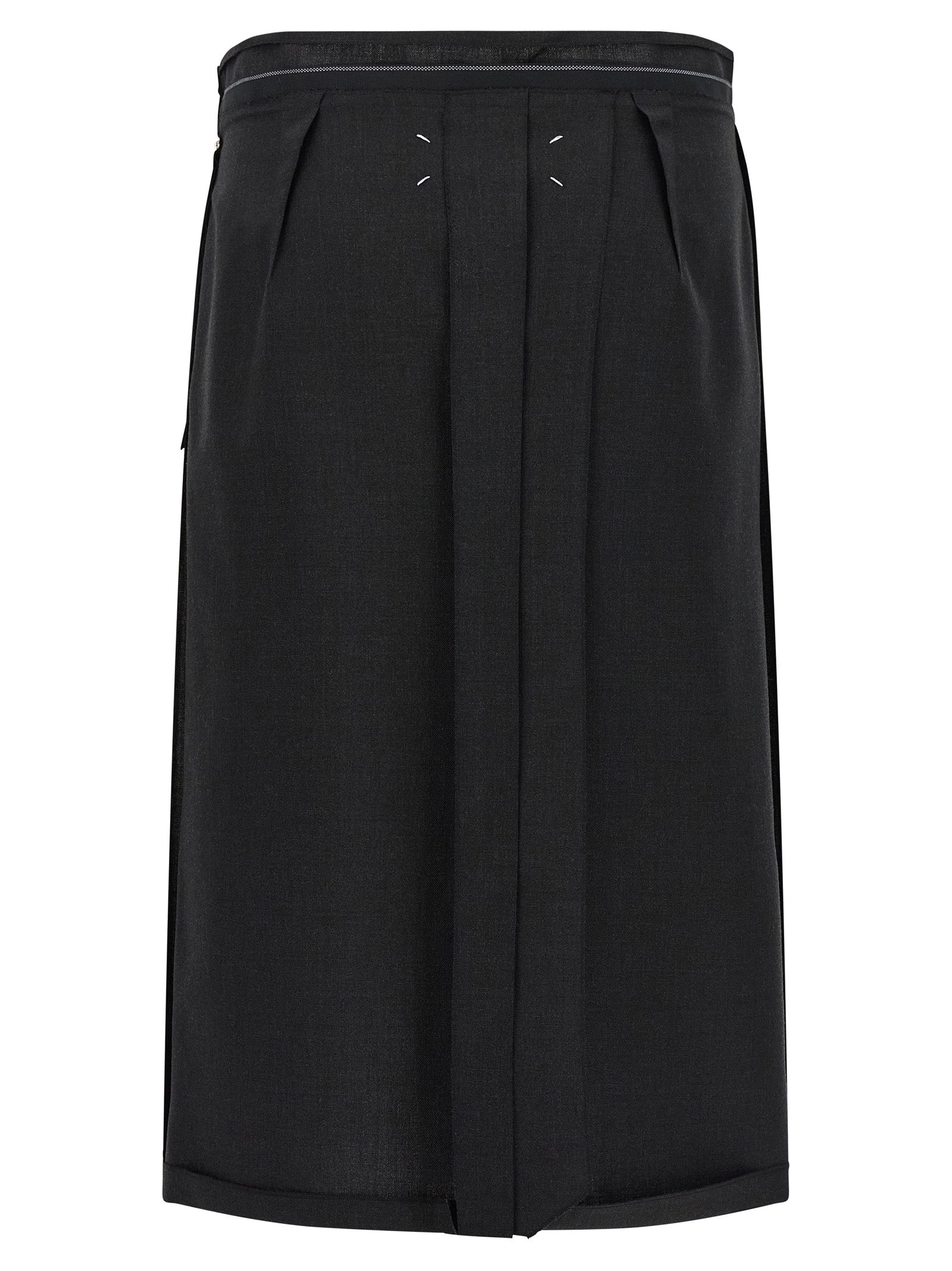 Maison Margiela Black Virgin Wool Midi Skirt