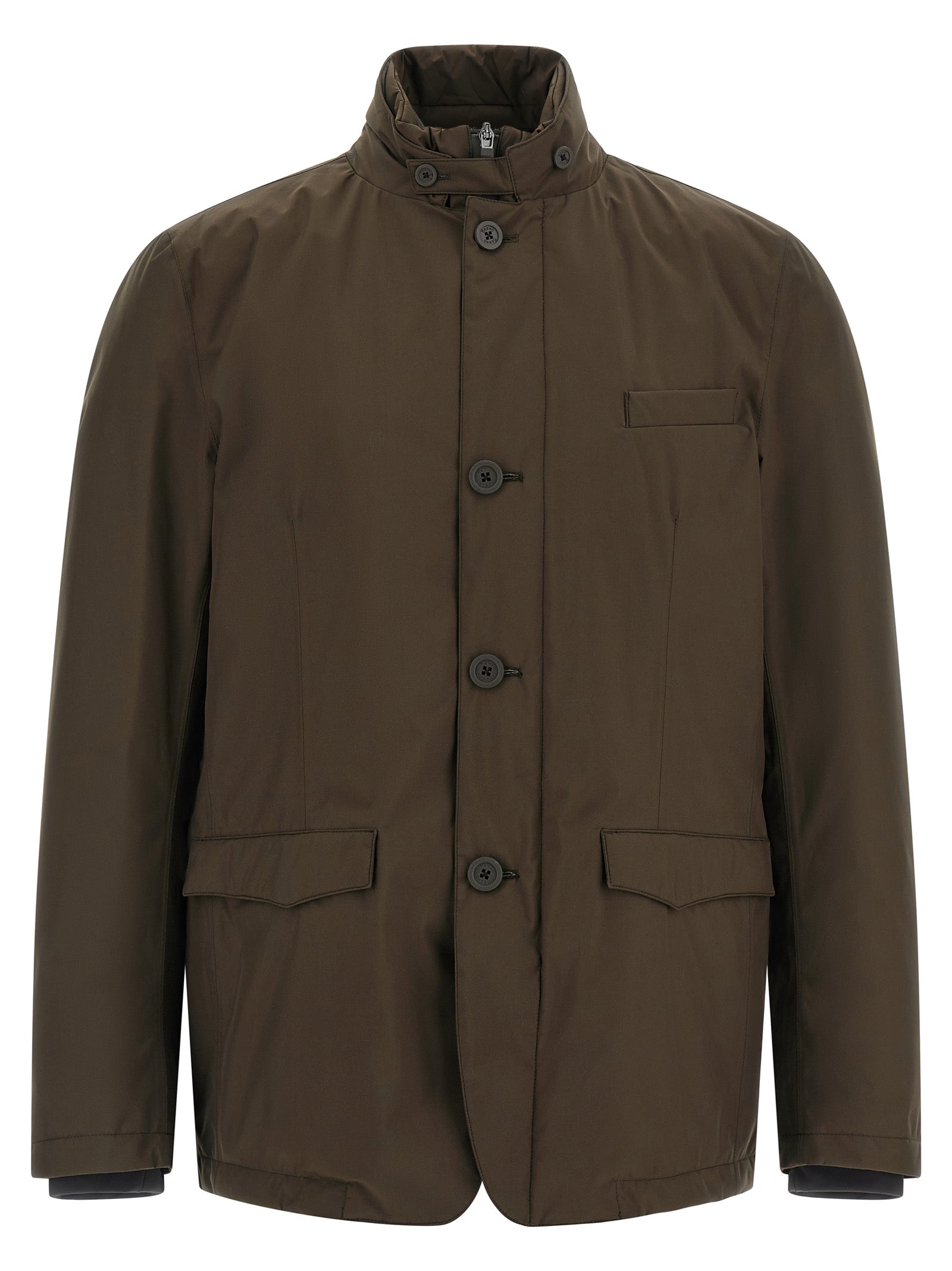 Herno Brown Polyester Full-Length Jacket