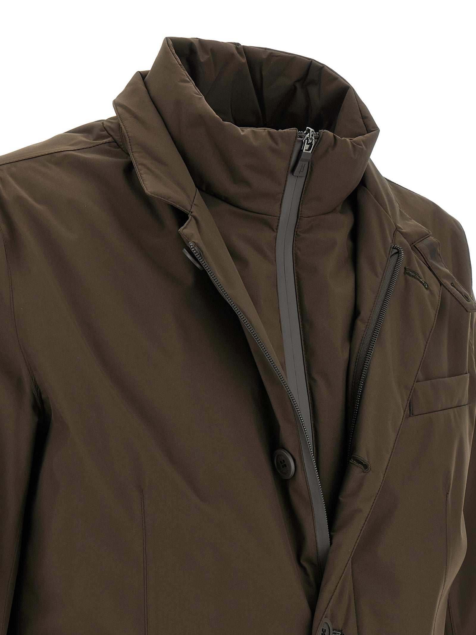 Herno Brown Polyester Full-Length Jacket