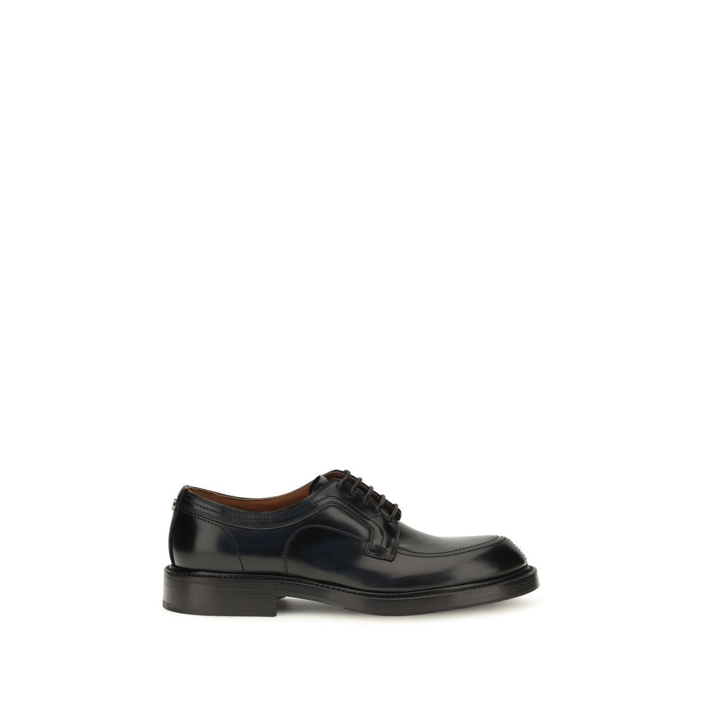 Dolce & Gabbana Black Calf Leather Bos Taurus Oxfords And Derbies