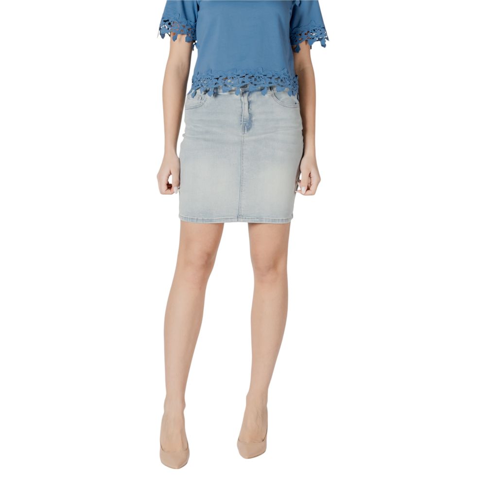 Morgan De Toi Blue Cotton Mini Skirt