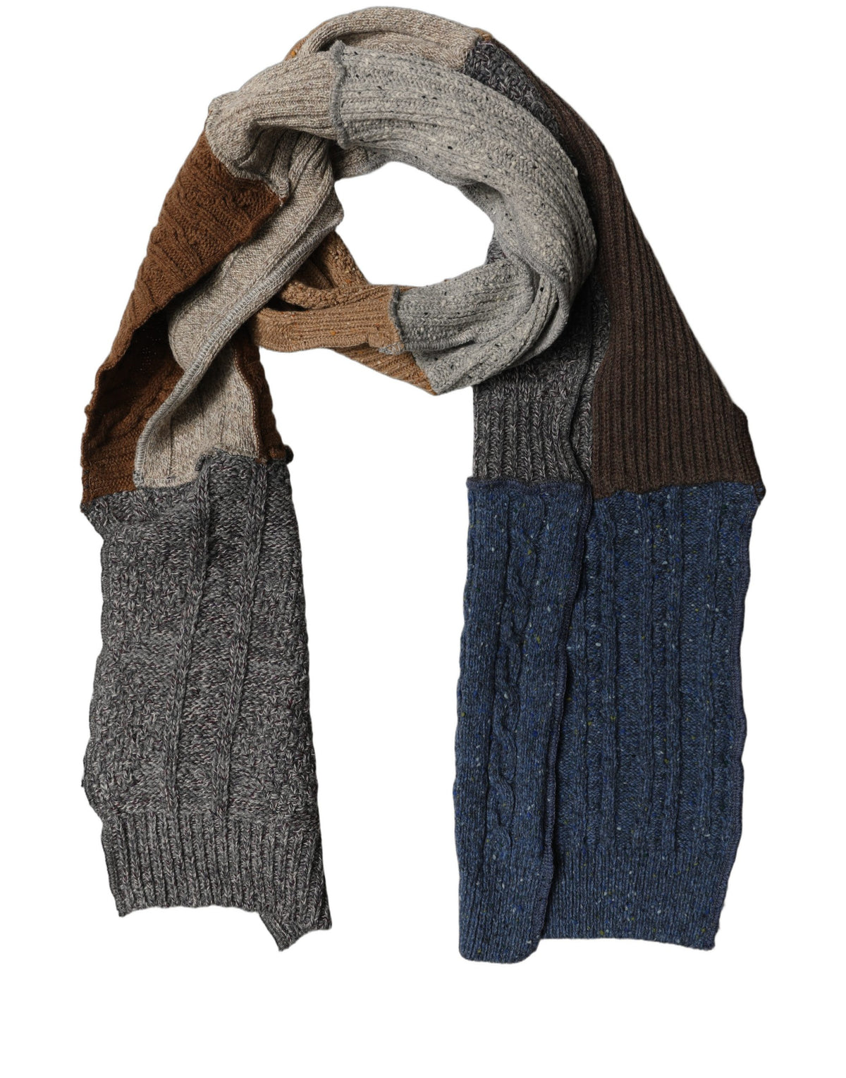 Dolce & Gabbana Multicolor Patchwork Wool Knit Shawl Scarf