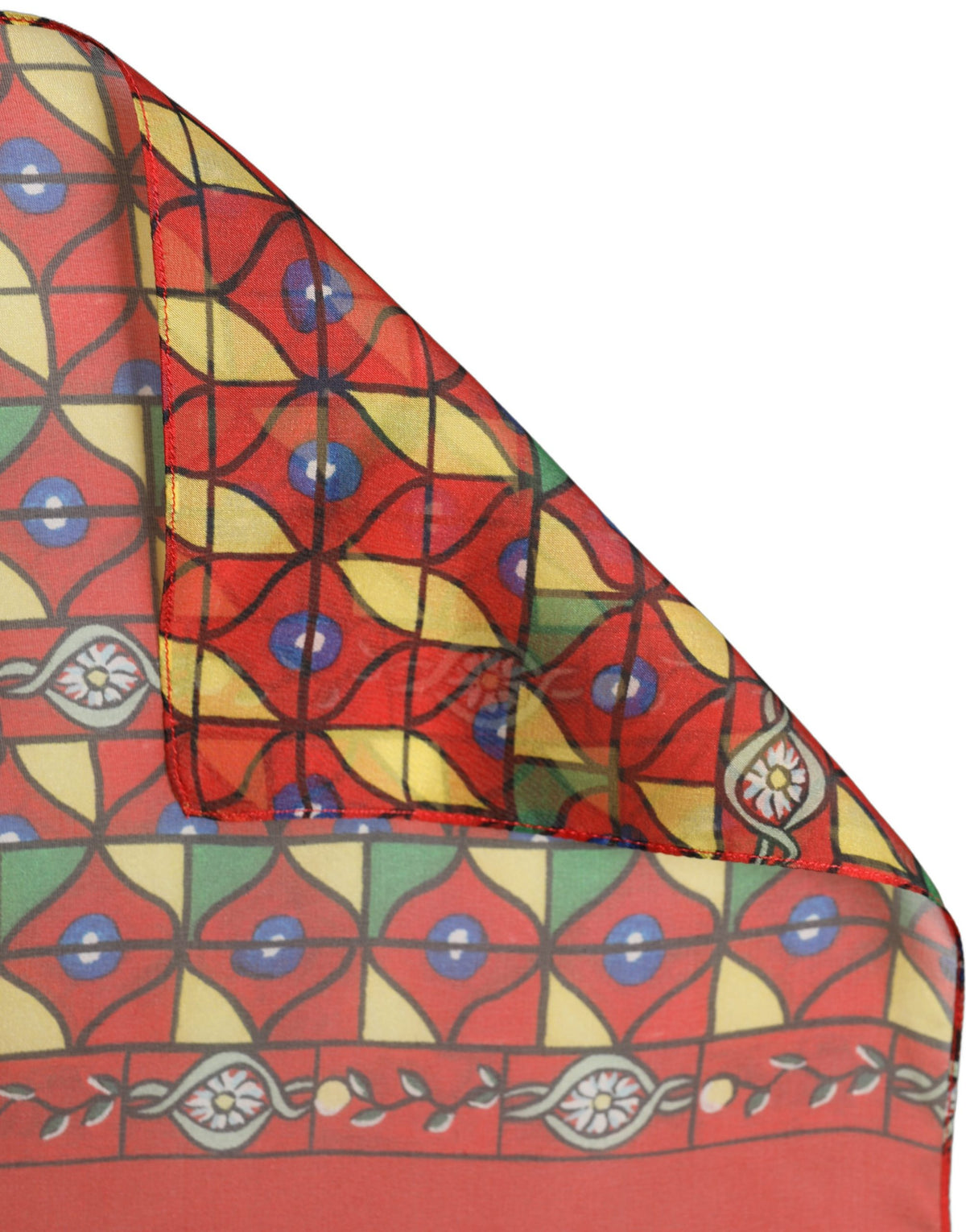 Dolce & Gabbana Red Silk Geometric Print Shawl Stole Scarf